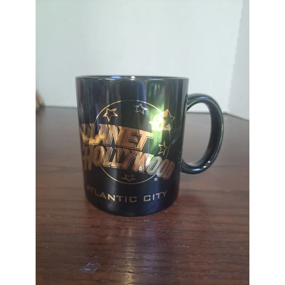 Planet Hollywood Atlantic City Black With Gold Lettering Ceramic Coffee Mug